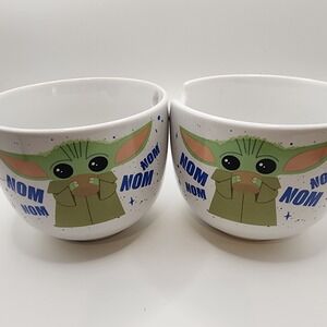 Star Wars Grogu Baby Yoda Nom Nom Ramen Bowls‎ Set of 2 Ceramic 20 Oz...